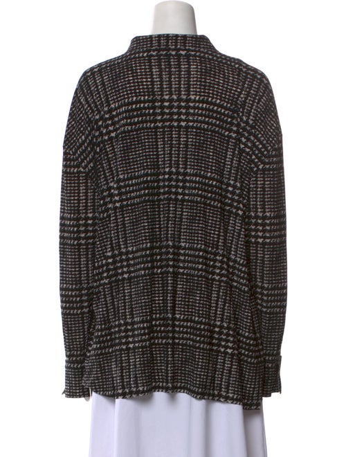 Norma Kamali Plaid Print Long Sleeve Button-Up Top