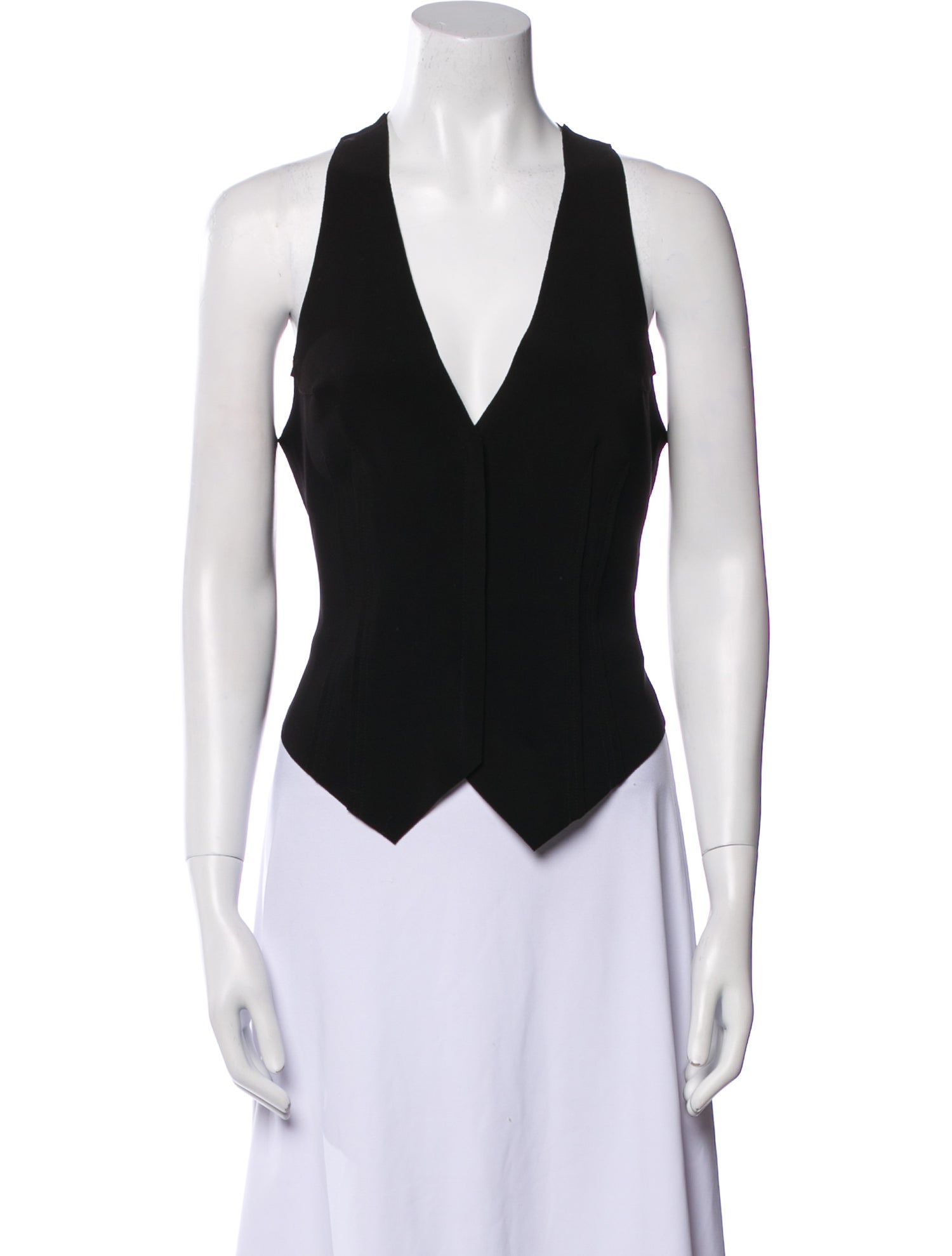 Norma Kamali V-Neck Sleeveless Crop Top