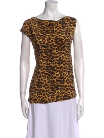 Norma Kamali Animal Print Scoop Neck Top