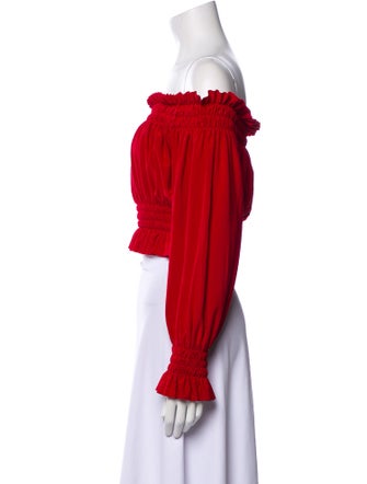 Norma Kamali Off-The-Shoulder Long Sleeve Crop Top