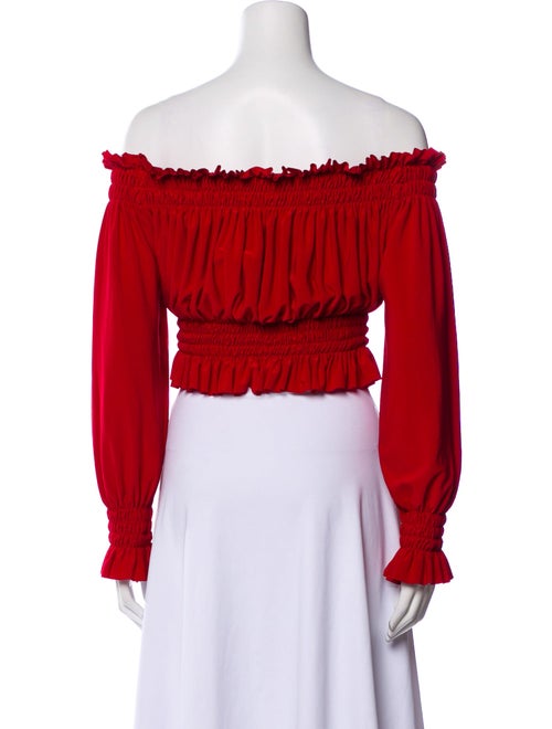 Norma Kamali Off-The-Shoulder Long Sleeve Crop Top