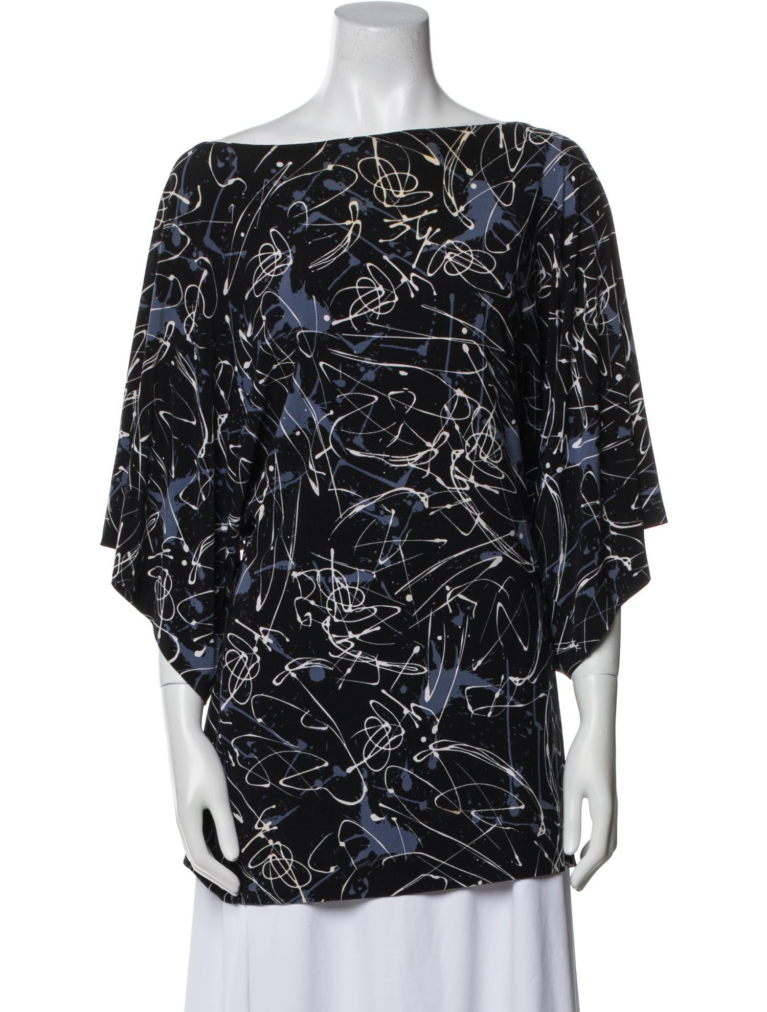 Norma Kamali Printed Bateau Neckline Tunic