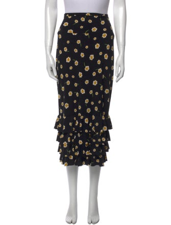 Norma Kamali Floral Print Midi Length Skirt