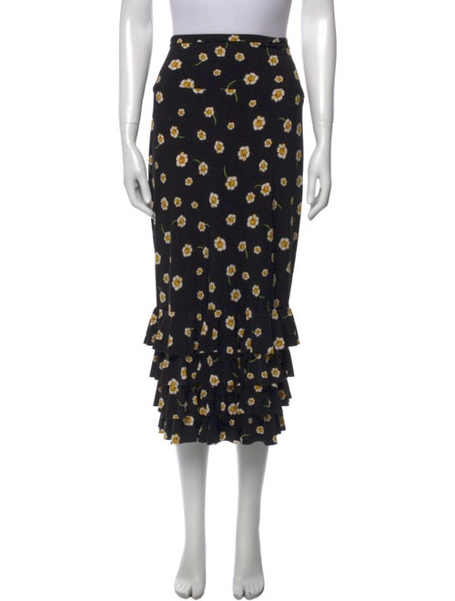 Norma Kamali Floral Print Midi Length Skirt