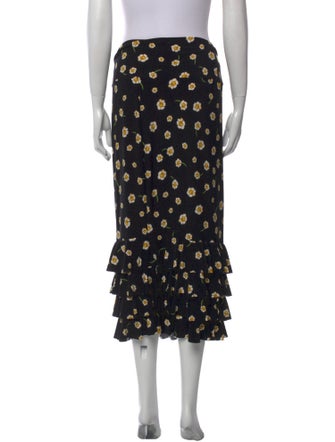 Norma Kamali Floral Print Midi Length Skirt