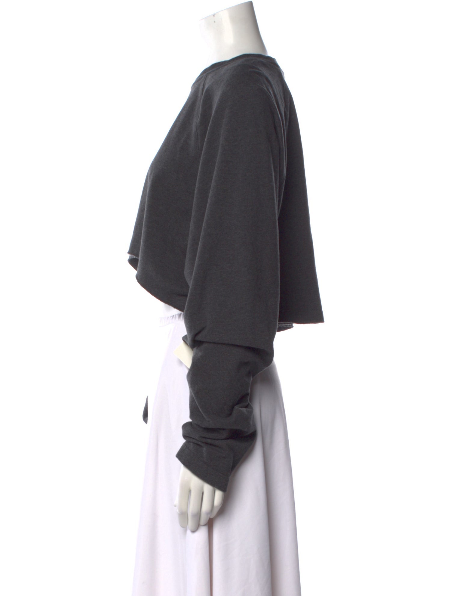 Norma Kamali Bateau Neckline Long Sleeve Crop Top