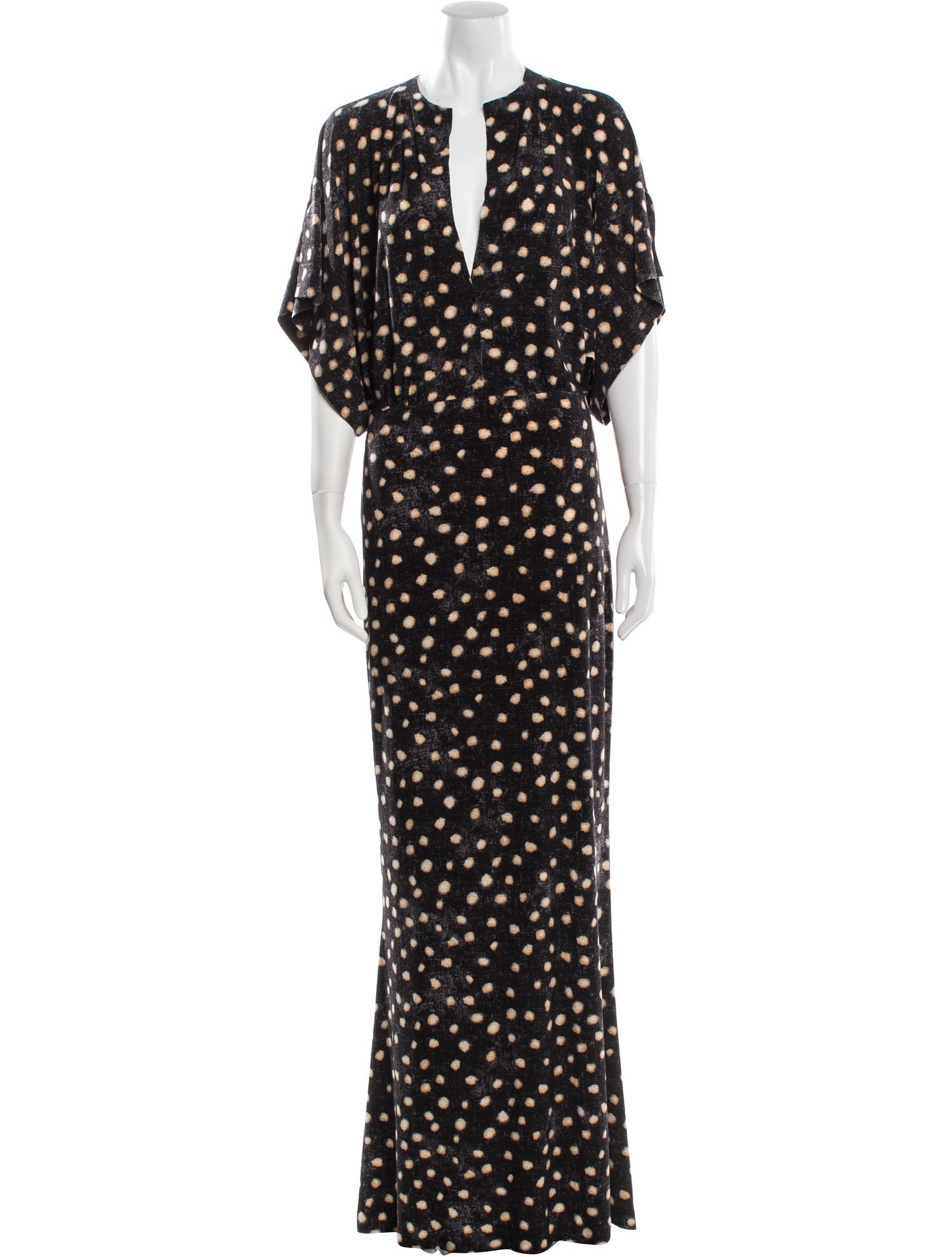 Norma Kamali Polka Dot Print Long Dress