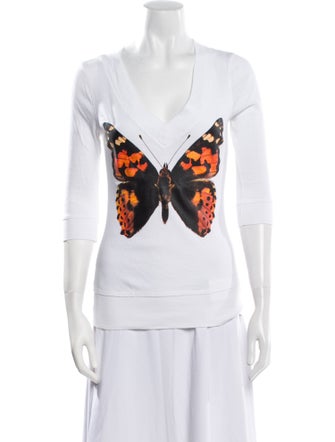 Norma Kamali Graphic Print V-Neck Top
