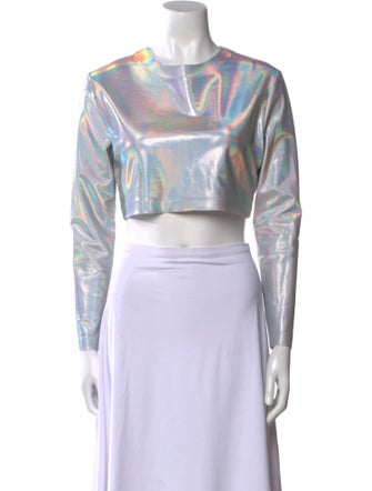 Norma Kamali Printed Scoop Neck Crop Top