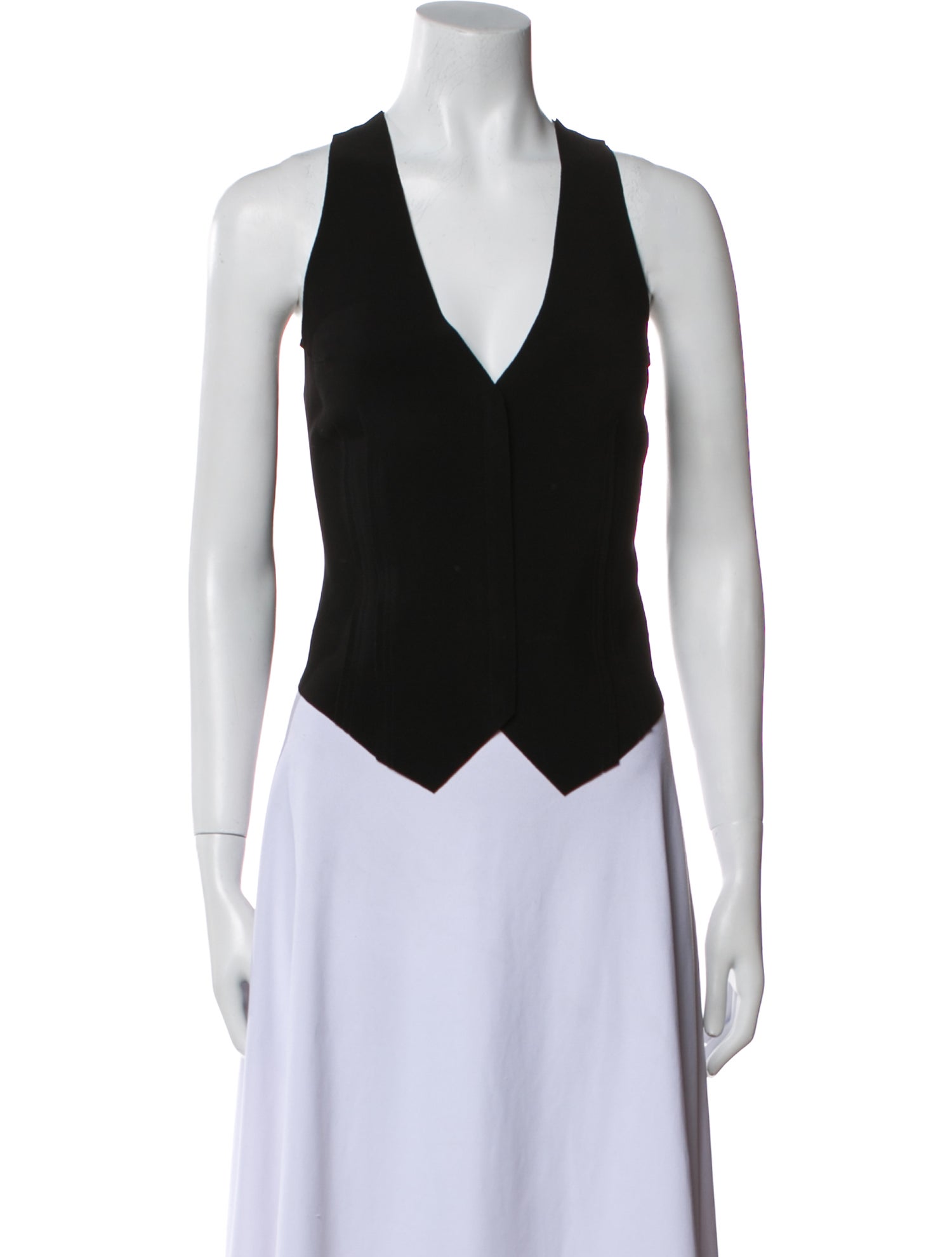 Norma Kamali V-Neck Sleeveless Crop Top