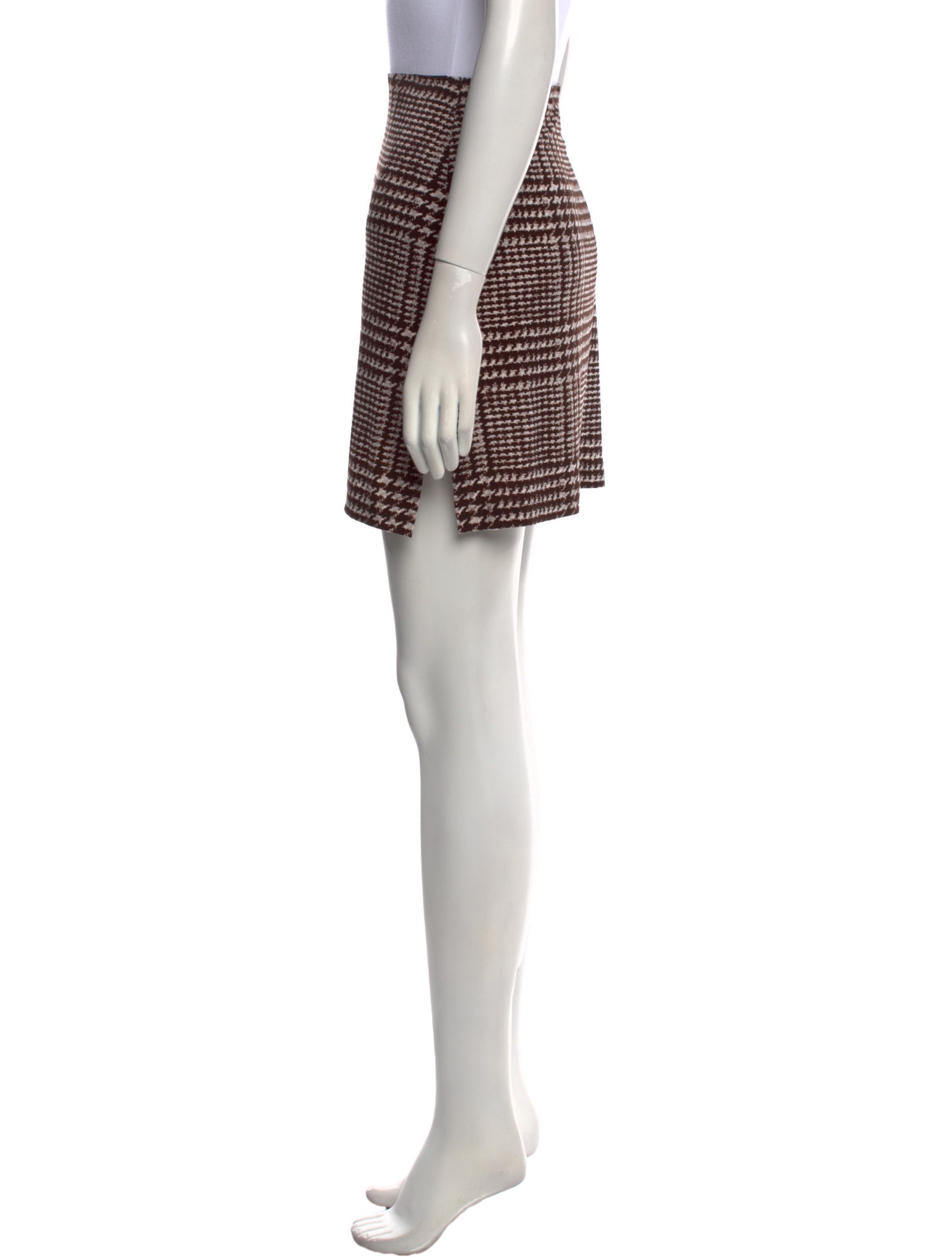 Norma Kamali Houndstooth Print Mini Skirt