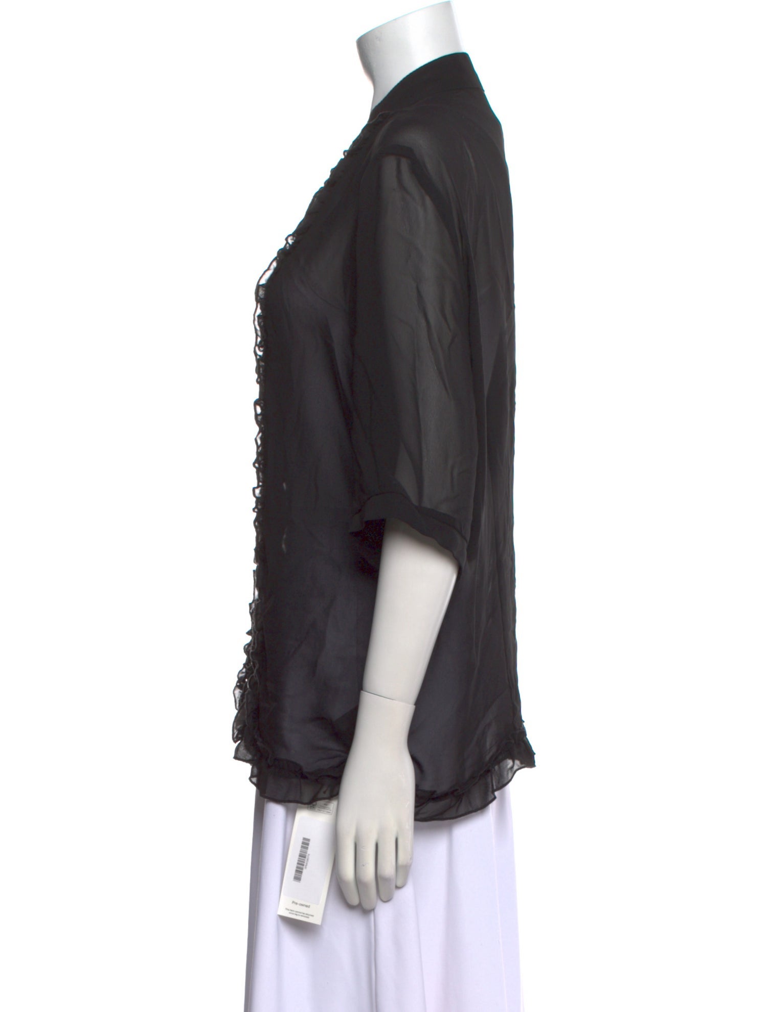 Norma Kamali Mock Neck Three-Quarter Sleeve Blouse