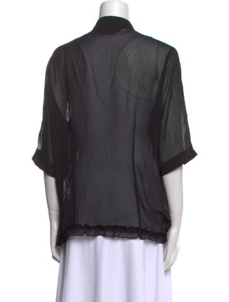 Norma Kamali Mock Neck Three-Quarter Sleeve Blouse