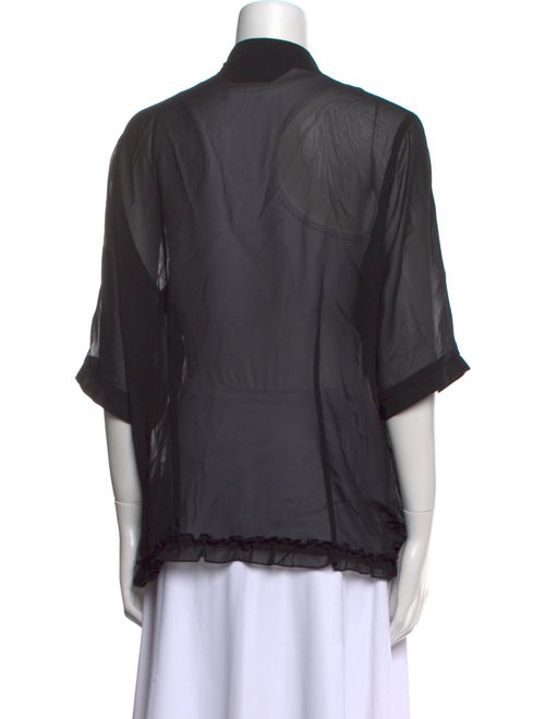 Norma Kamali Mock Neck Three-Quarter Sleeve Blouse