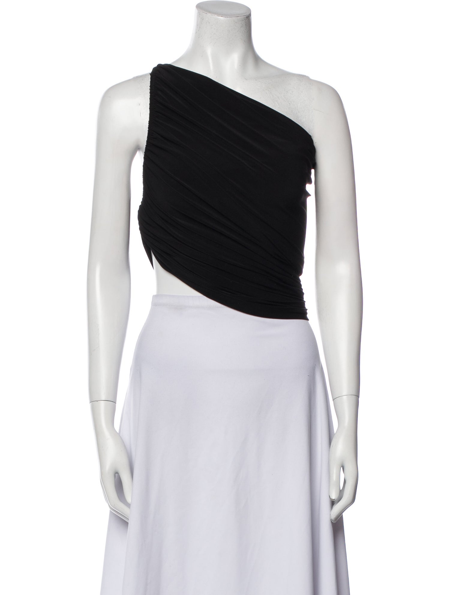 Norma Kamali One-Shoulder Sleeveless Crop Top