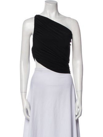 Norma Kamali One-Shoulder Sleeveless Crop Top