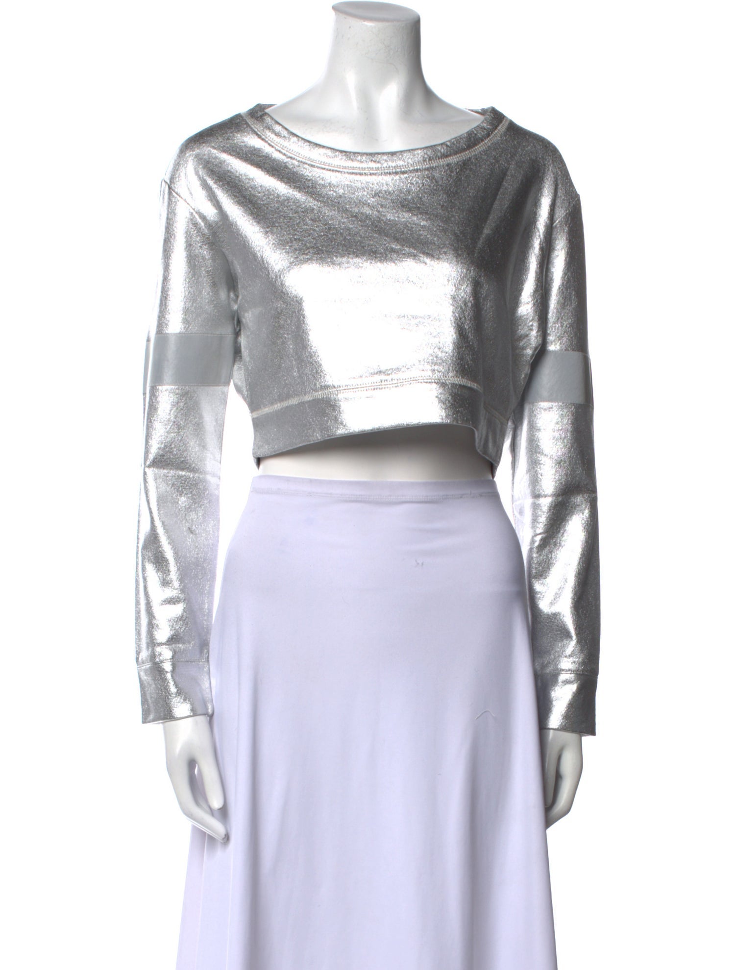 Norma Kamali Bateau Neckline Long Sleeve Crop Top w/ Tags