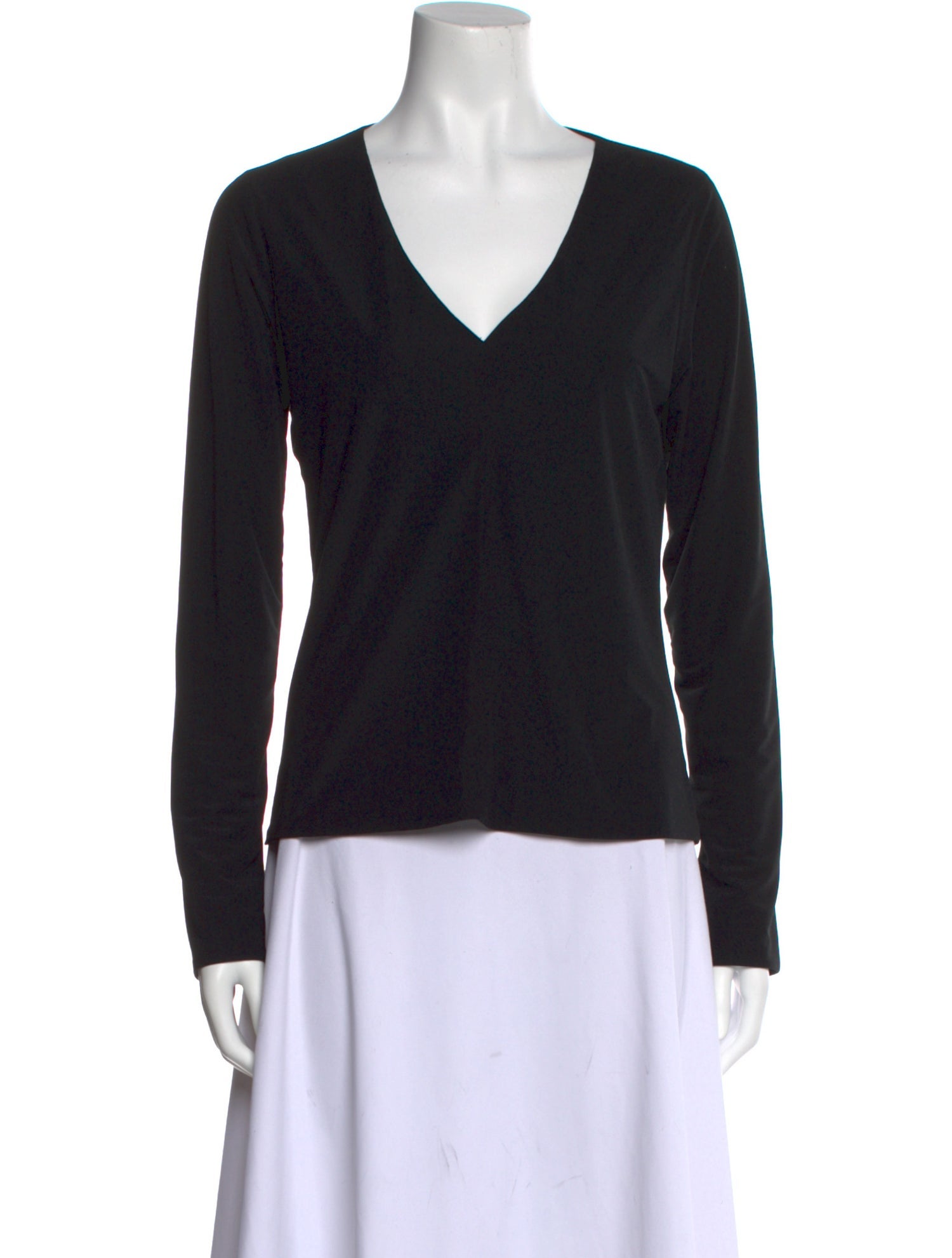 Norma Kamali V-Neck Long Sleeve Top