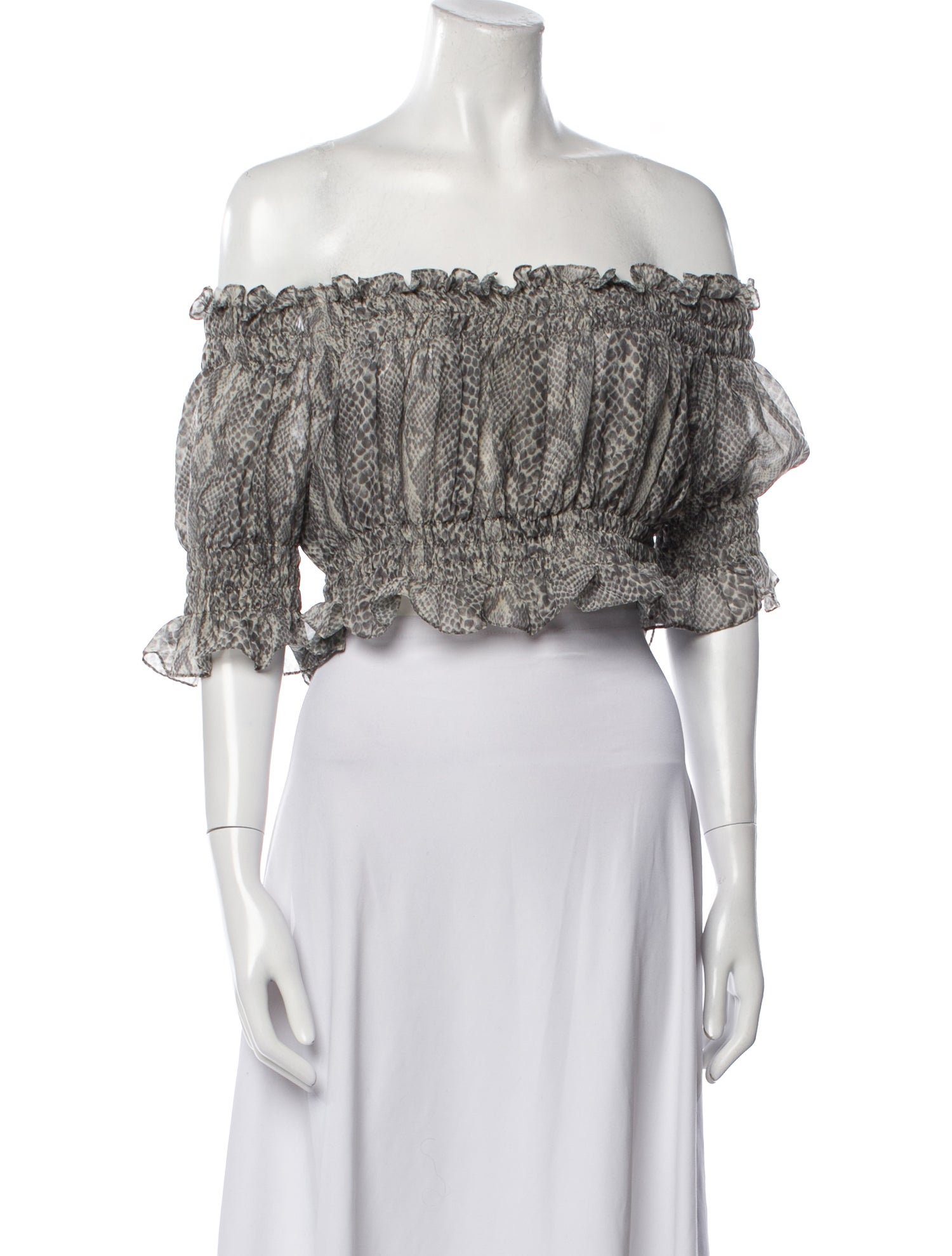 Norma Kamali Printed Off-The-Shoulder Crop Top