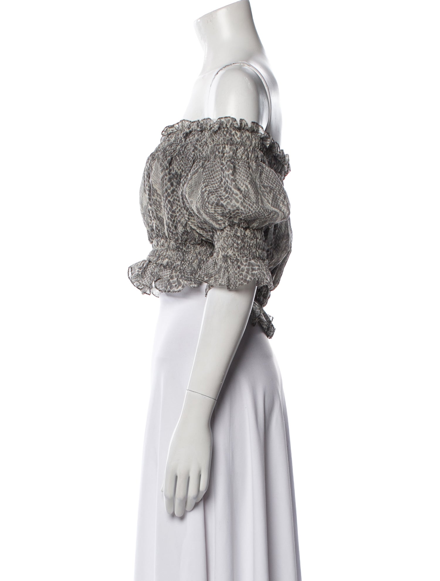 Norma Kamali Printed Off-The-Shoulder Crop Top