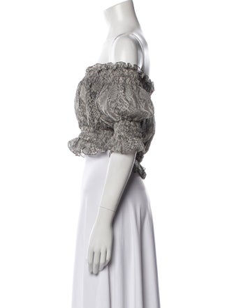 Norma Kamali Printed Off-The-Shoulder Crop Top