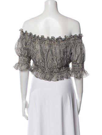 Norma Kamali Printed Off-The-Shoulder Crop Top