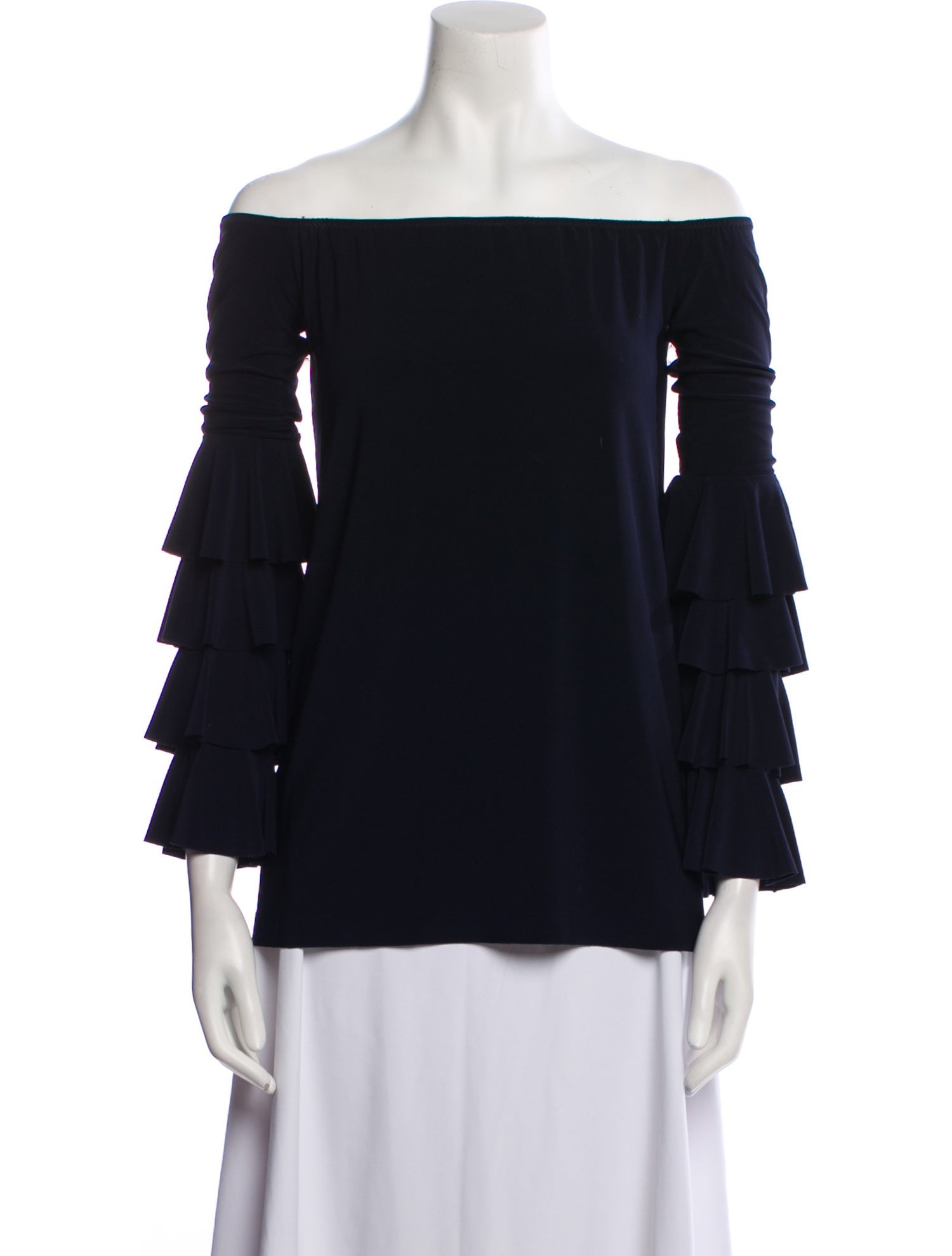 Norma Kamali Off-The-Shoulder Three-Quarter Sleeve Blouse