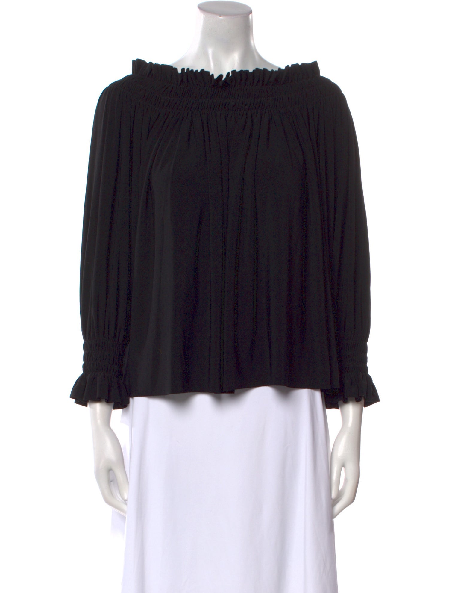 Norma Kamali Scoop Neck Three-Quarter Sleeve Blouse