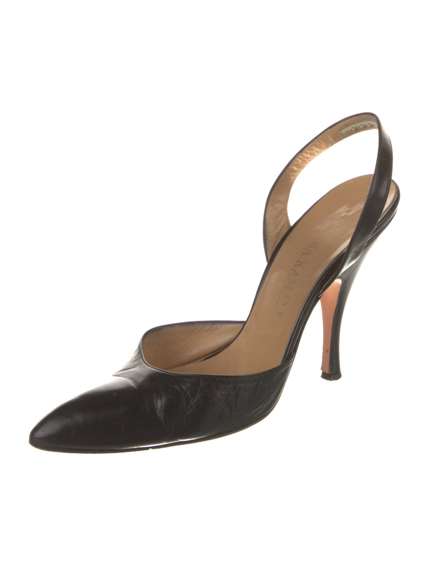 Norma Kamali Leather Slingback Pumps