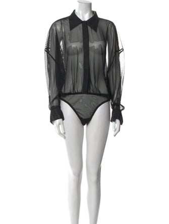 Norma Kamali Nylon Mock Neck Bodysuit