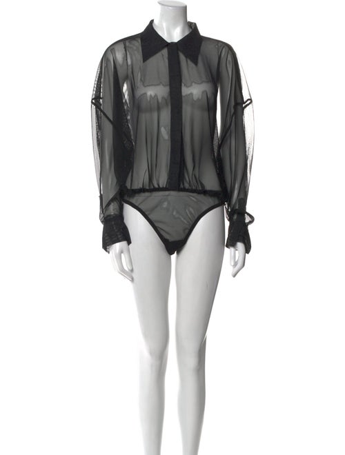 Norma Kamali Nylon Mock Neck Bodysuit