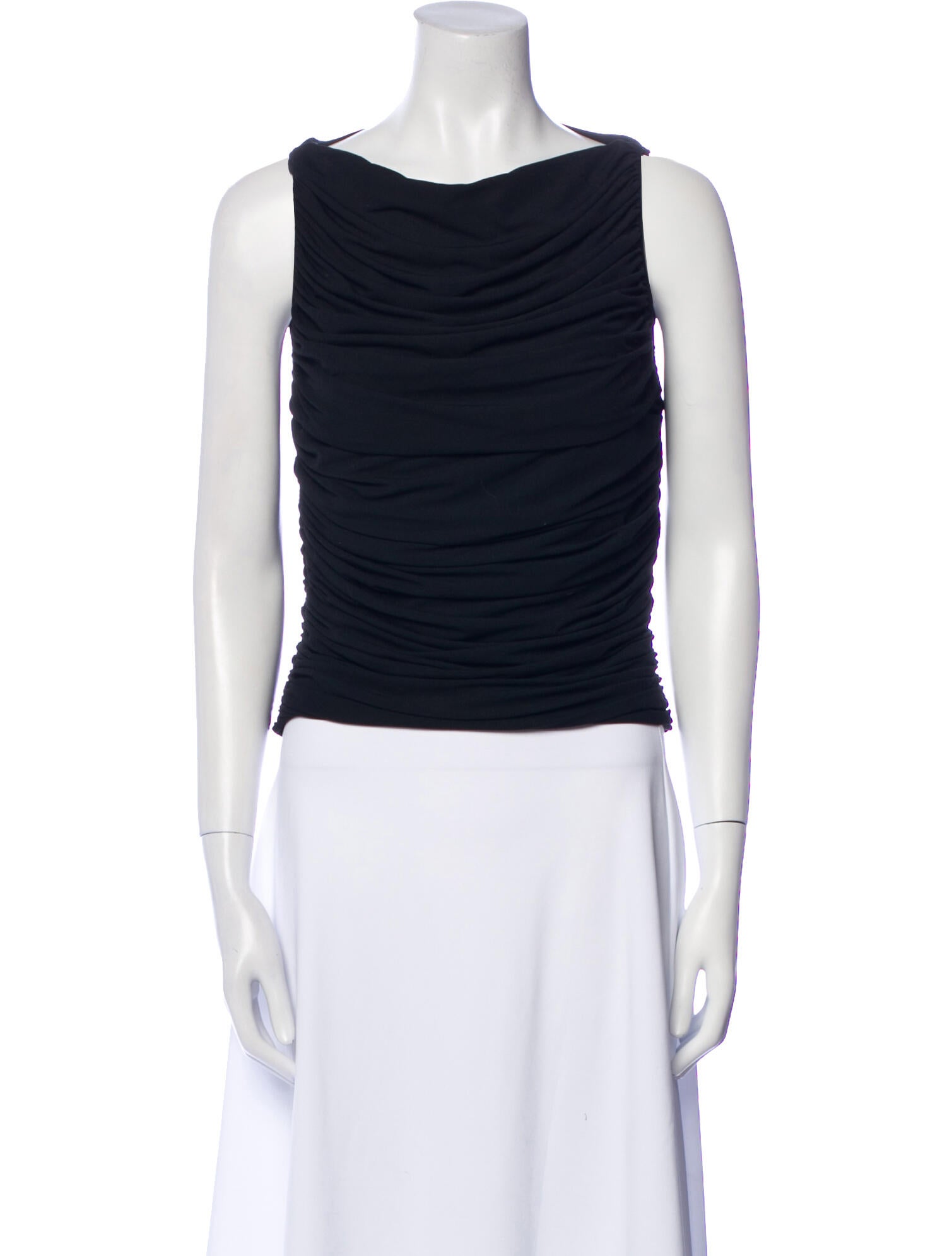 Norma Kamali Cowl Neck Sleeveless Crop Top