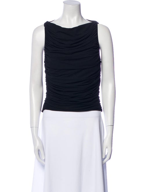 Norma Kamali Cowl Neck Sleeveless Crop Top