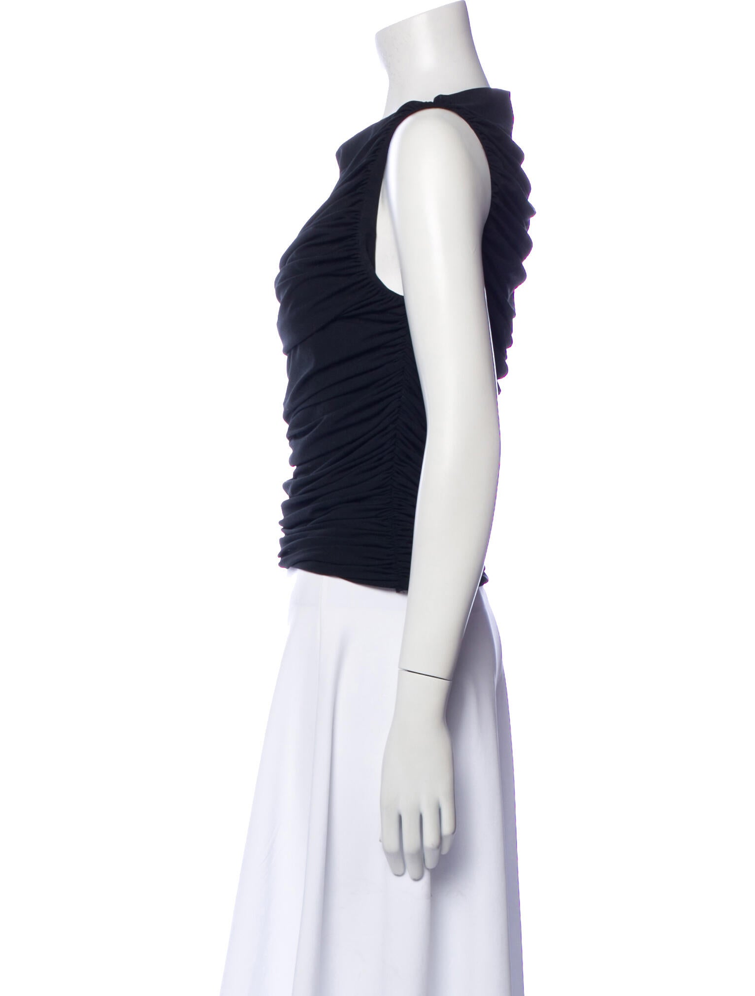 Norma Kamali Cowl Neck Sleeveless Crop Top