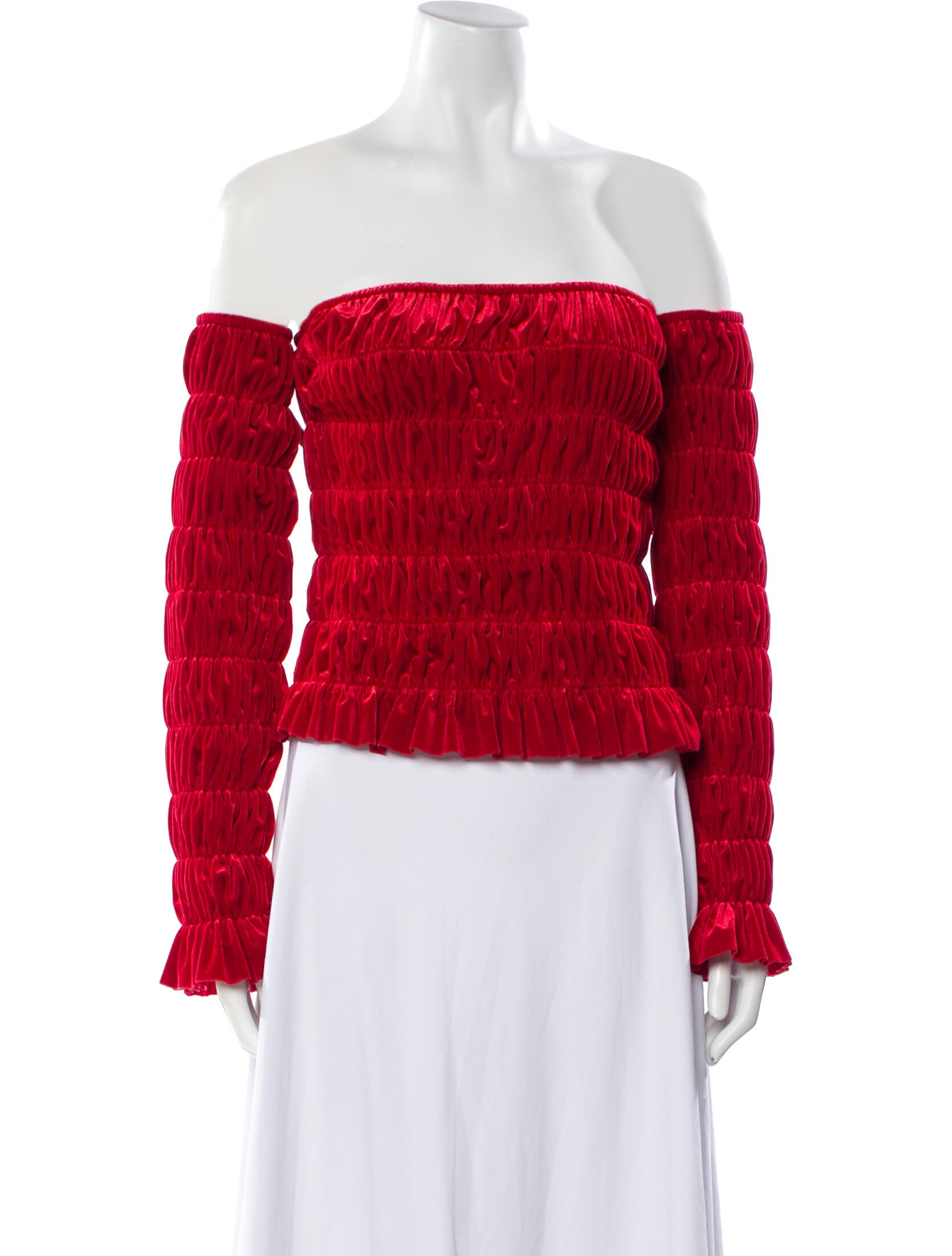 Norma Kamali Off-The-Shoulder Long Sleeve Crop Top