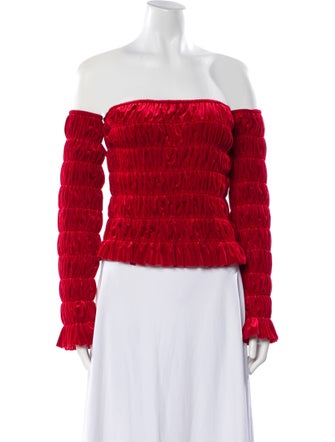 Norma Kamali Off-The-Shoulder Long Sleeve Crop Top