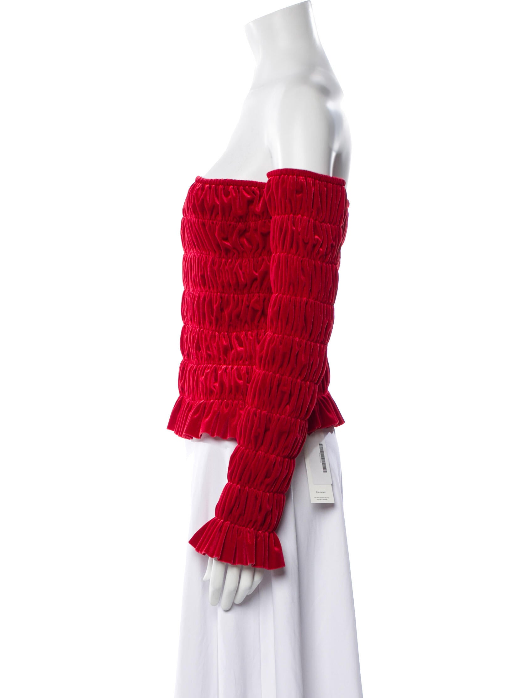 Norma Kamali Off-The-Shoulder Long Sleeve Crop Top