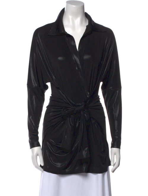 Norma Kamali Long Sleeve Button-Up Top