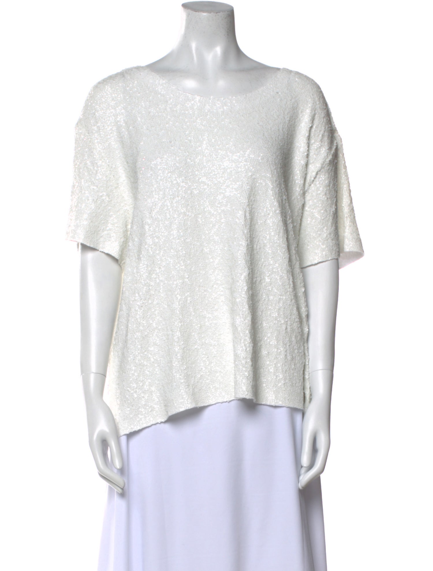 Norma Kamali Sequin Bateau Neckline T-Shirt