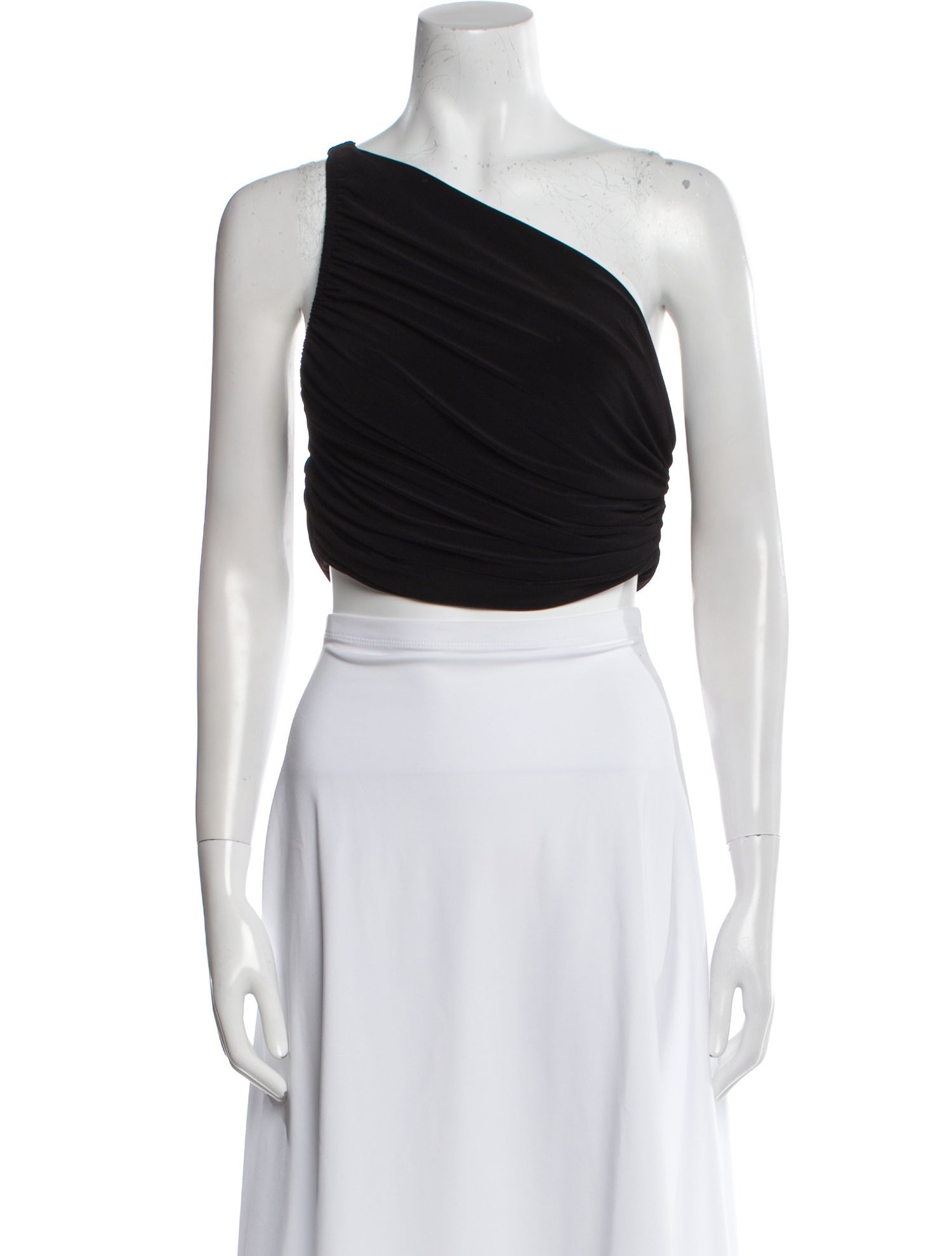 Norma Kamali One-Shoulder Sleeveless Crop Top