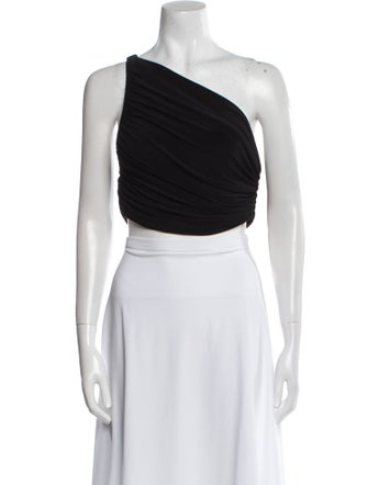 Norma Kamali One-Shoulder Sleeveless Crop Top
