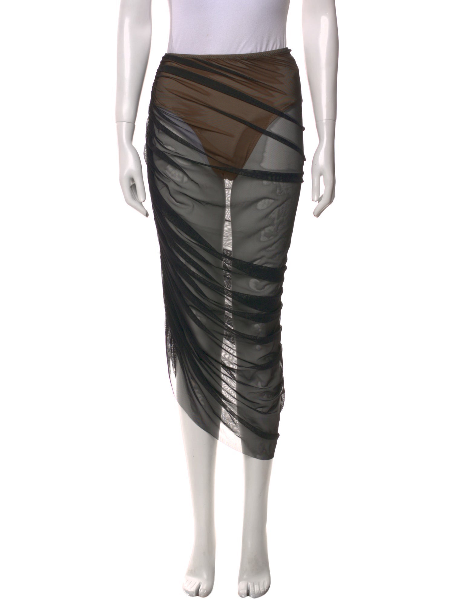 Norma Kamali Mesh Accents Midi Length Skirt w/ Tags