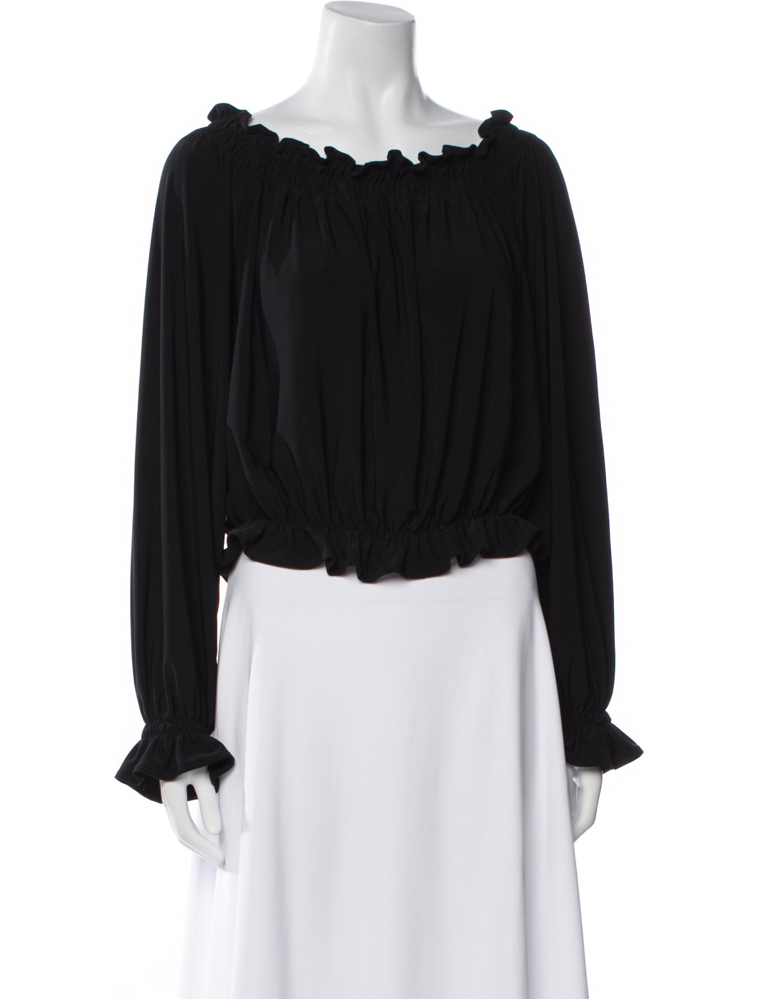 Norma Kamali Off-The-Shoulder Long Sleeve Blouse