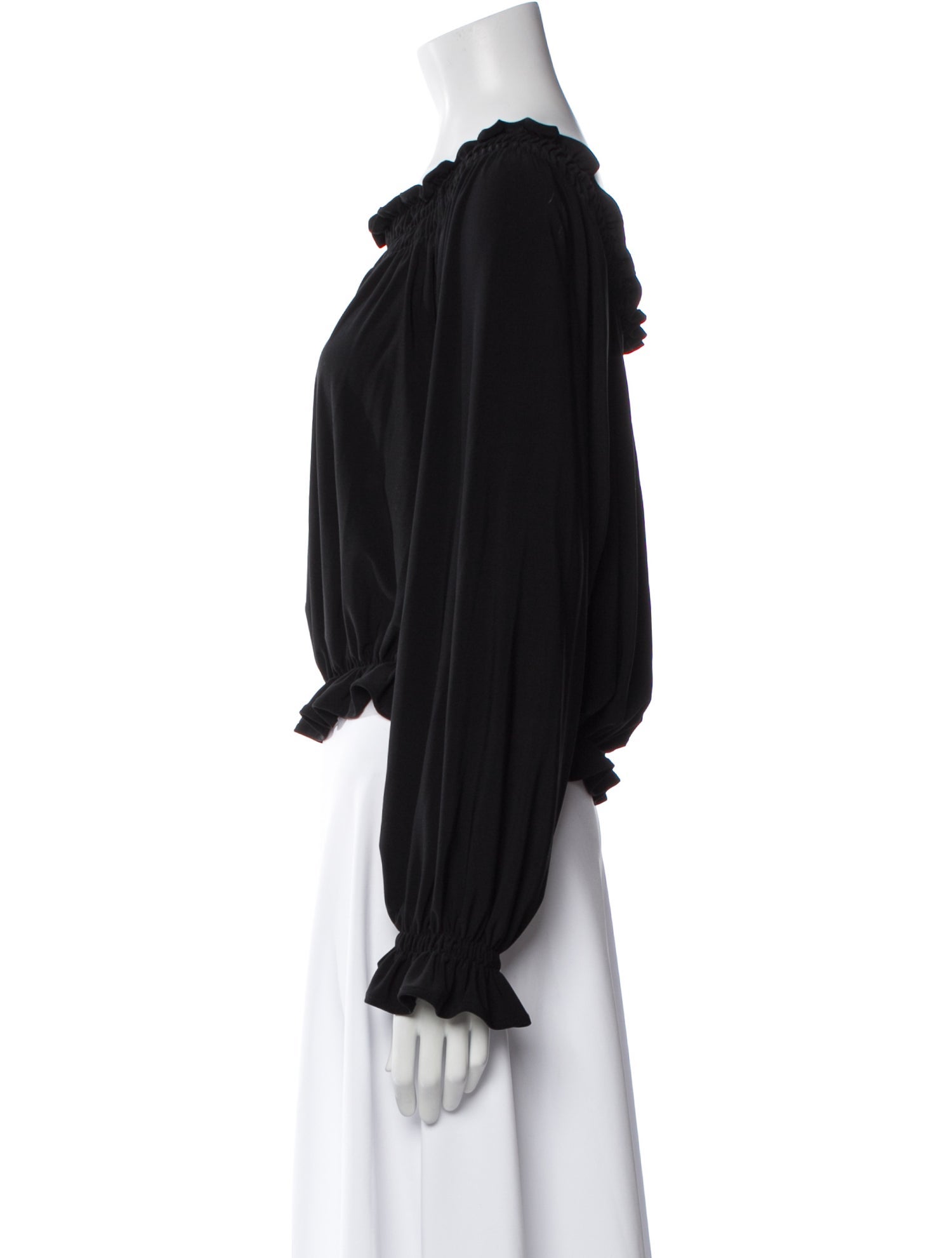 Norma Kamali Off-The-Shoulder Long Sleeve Blouse