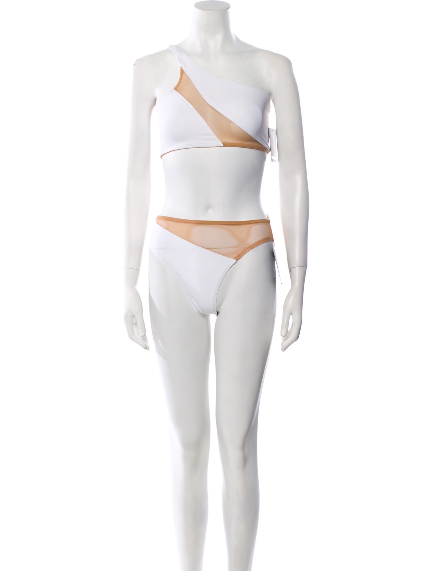 Norma Kamali Colorblock Pattern Mesh Accents Bikini w/ Tags