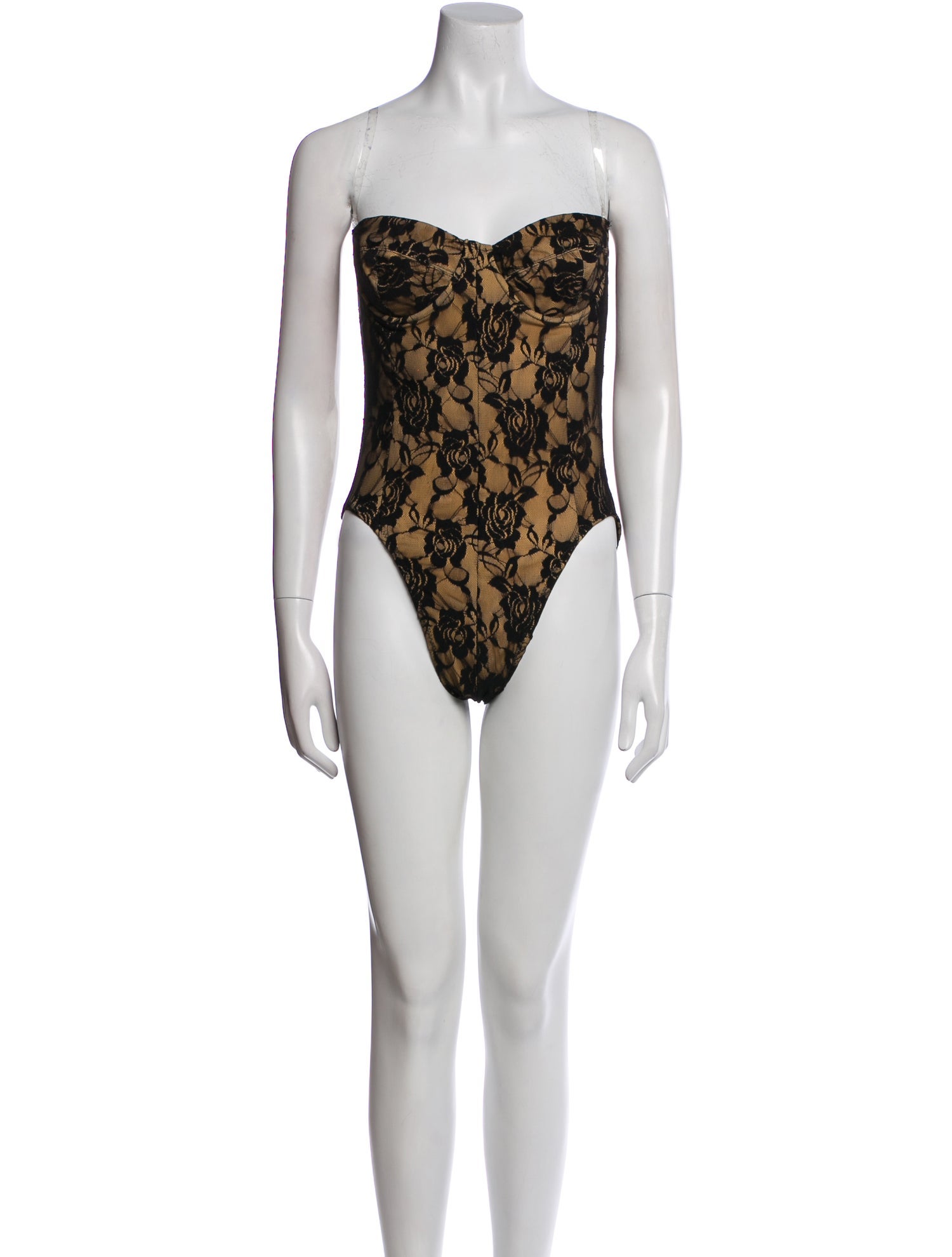 Norma Kamali Lace Floral Print Bodysuit