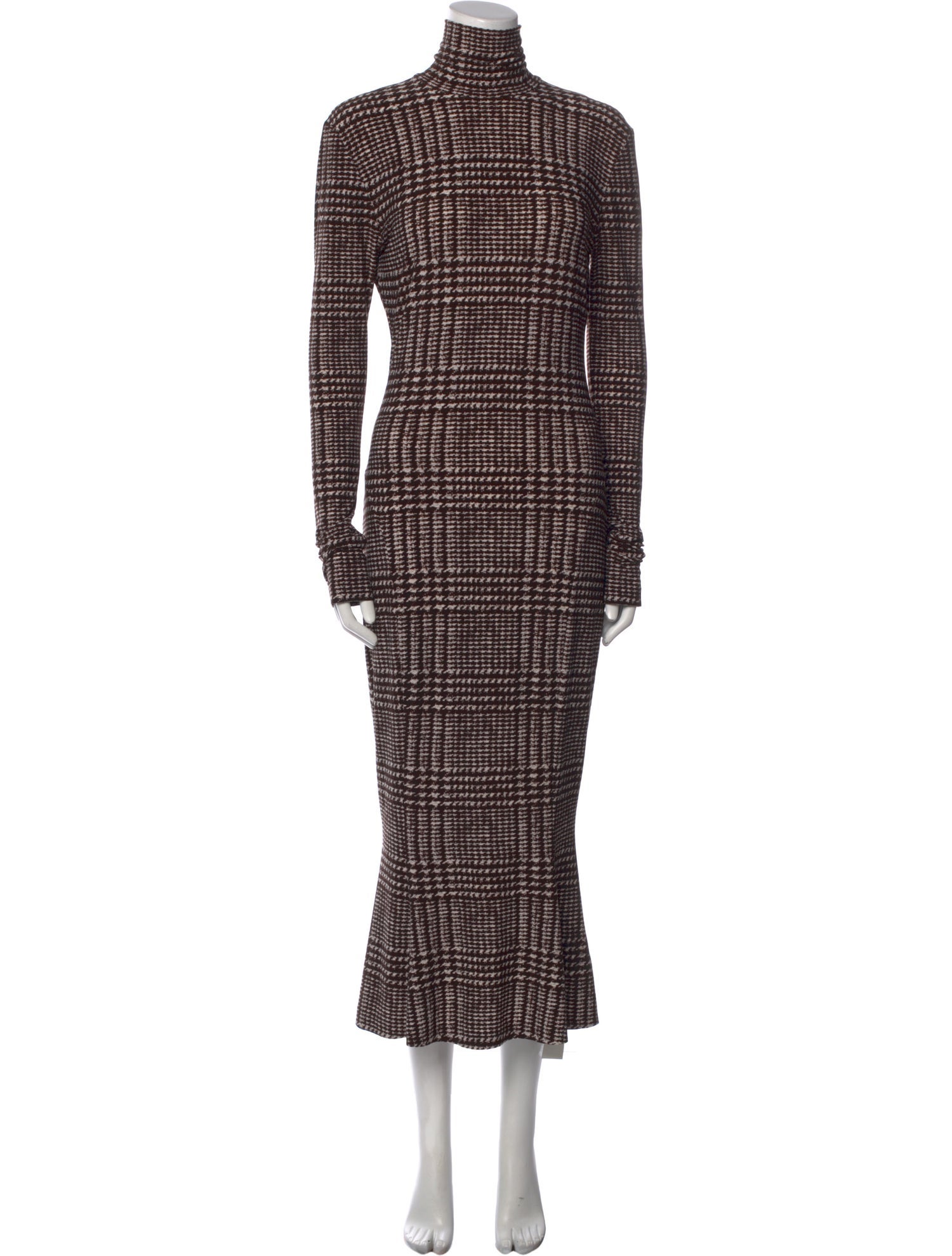 Norma Kamali Plaid Print Long Dress