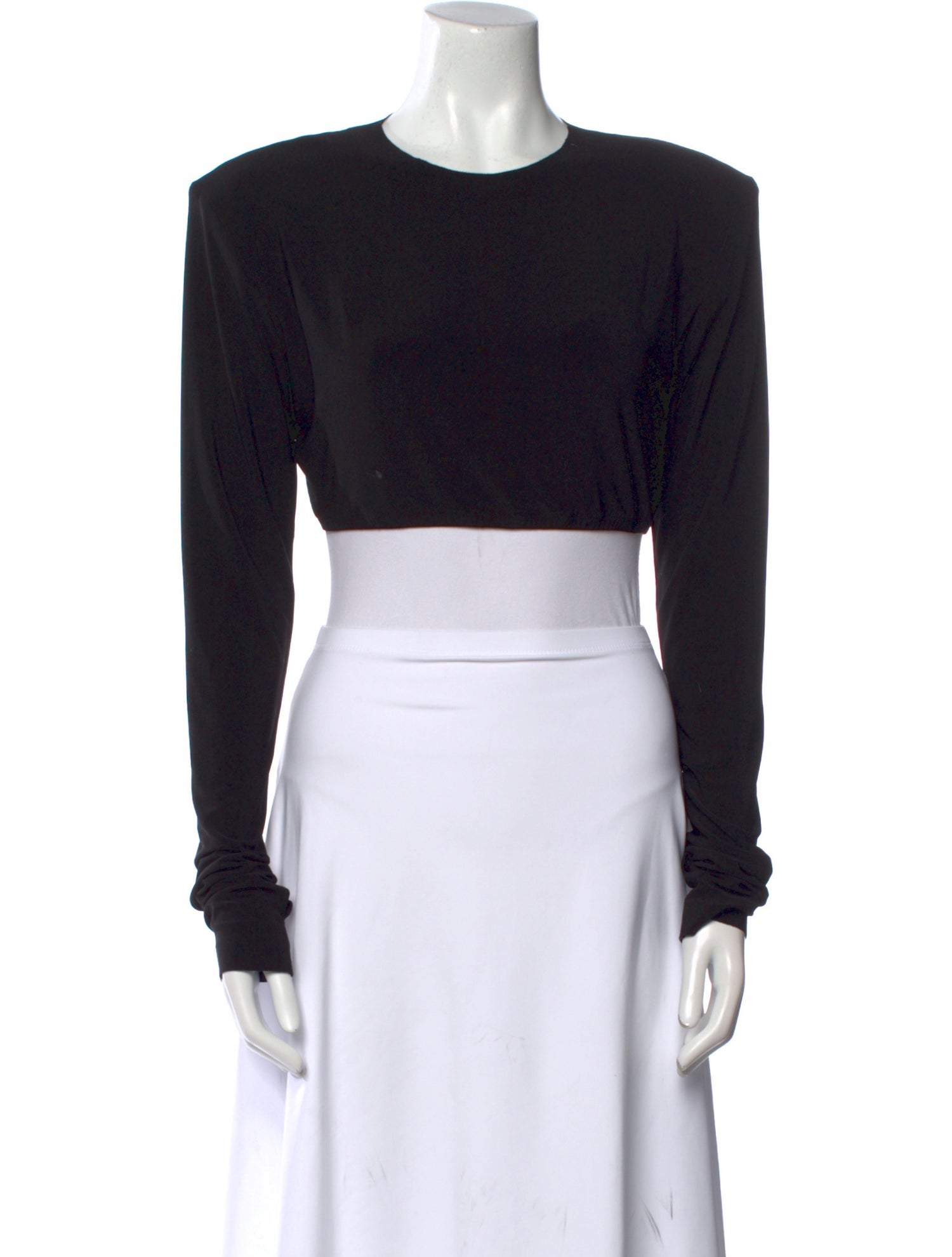 Norma Kamali Crew Neck Long Sleeve Crop Top