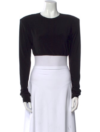 Norma Kamali Crew Neck Long Sleeve Crop Top