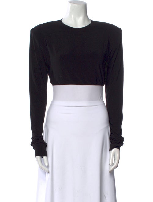 Norma Kamali Crew Neck Long Sleeve Crop Top